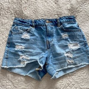 These denim shorts are from forever21 and and are light washed denim